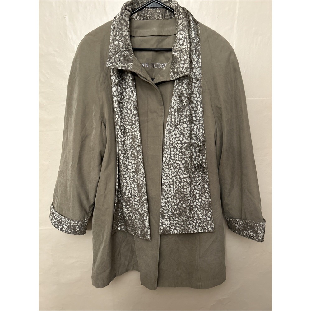 Women's Size 12 Evan Picone Olive‎ Suede Jacket Zip Out Lining